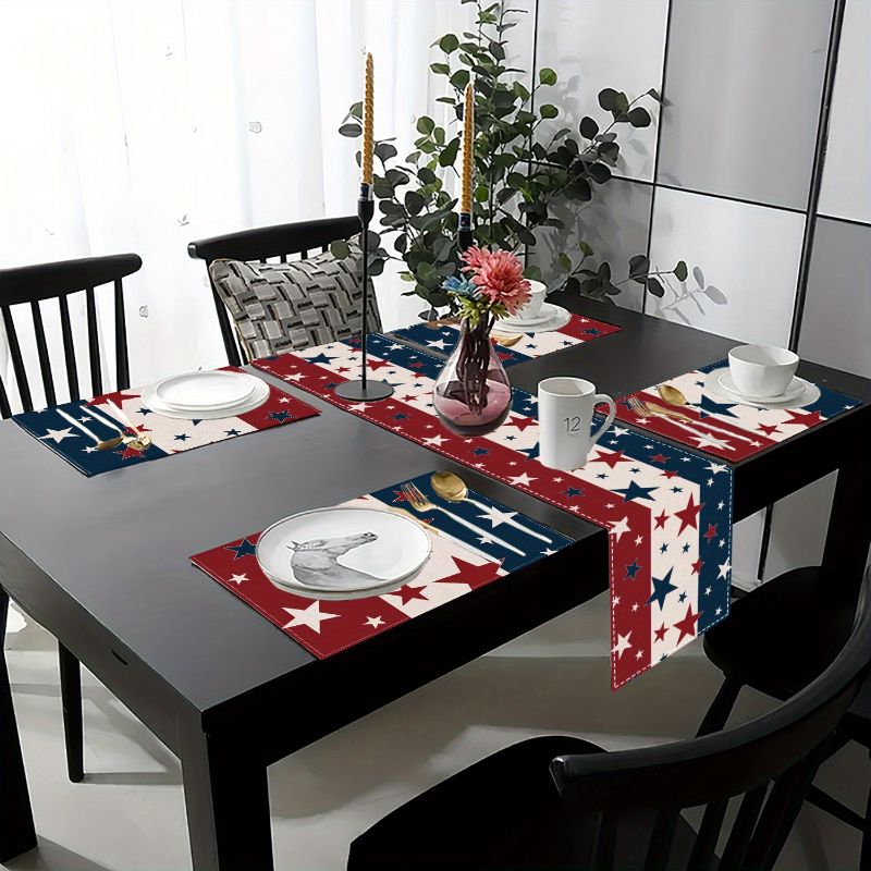 Linen Table Runner - VIKAMA 독립기념일 7월 4일 테이블 러너