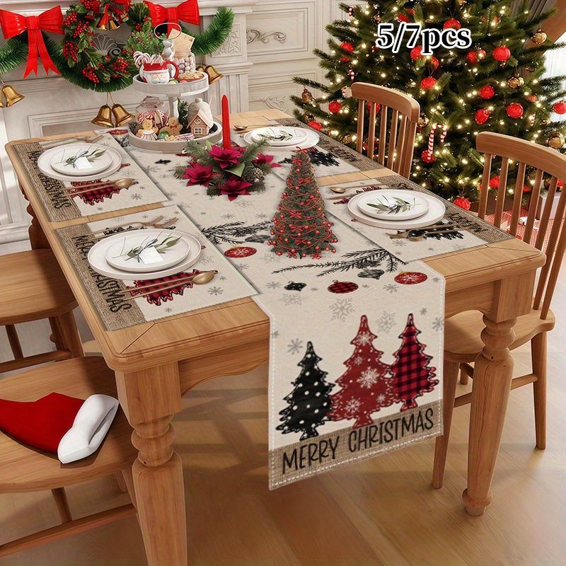 Linen Table Runner - 미국 컨트리 크리스마스 테이블 러너 플레이스매트