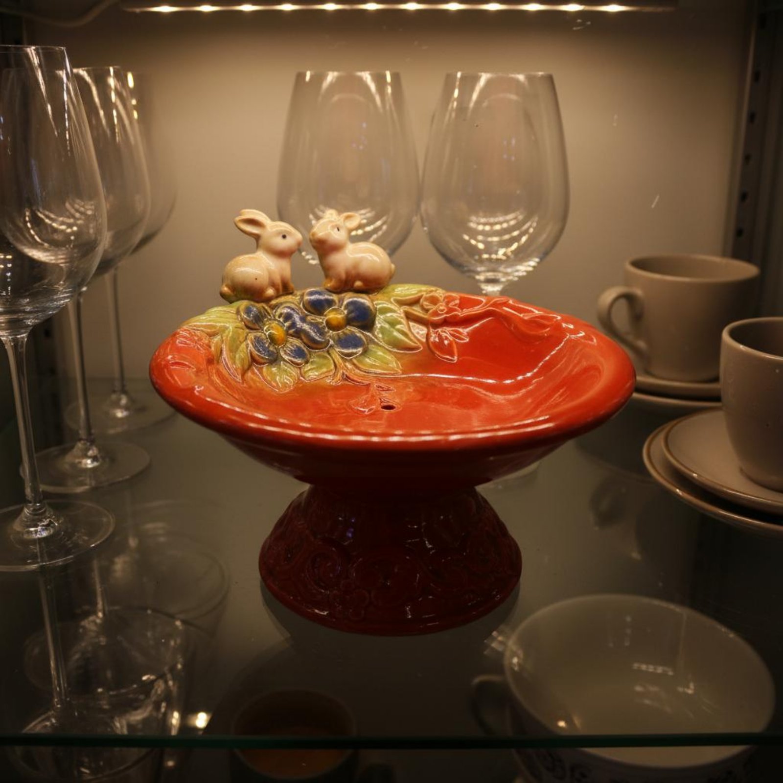 Ceramic Trinket Dish - 받침대형 새 모양 장식 트레이 다기능