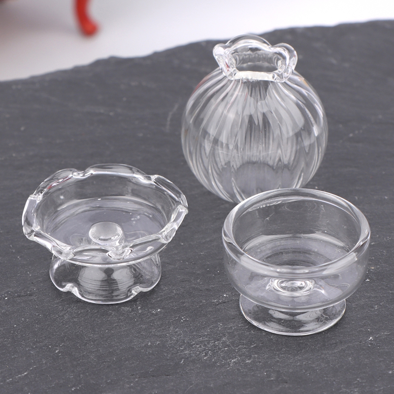 Home Decor Glass - 1:12 인형집 미니어처 유리 꽃병 디저트