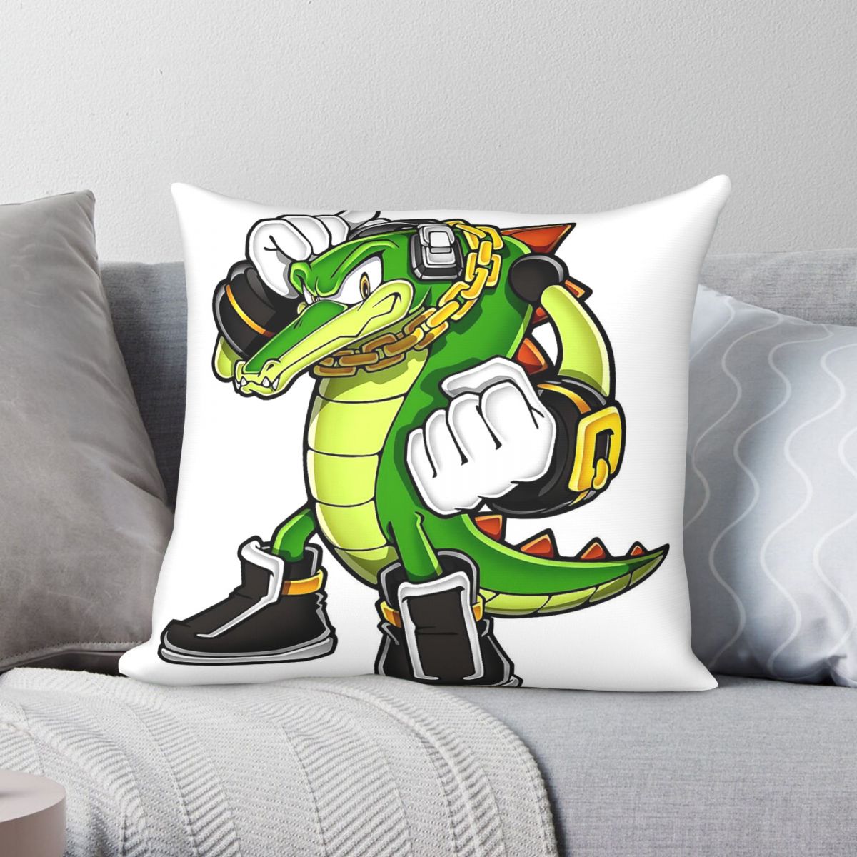 Home Decor Vector - 벡터 크로커다일 스퀘어 베개 커버 폴리에스테르