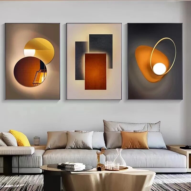 Home Decor Orange - 현대 미니멀리스트 추상 기하학적 캔버스 그림