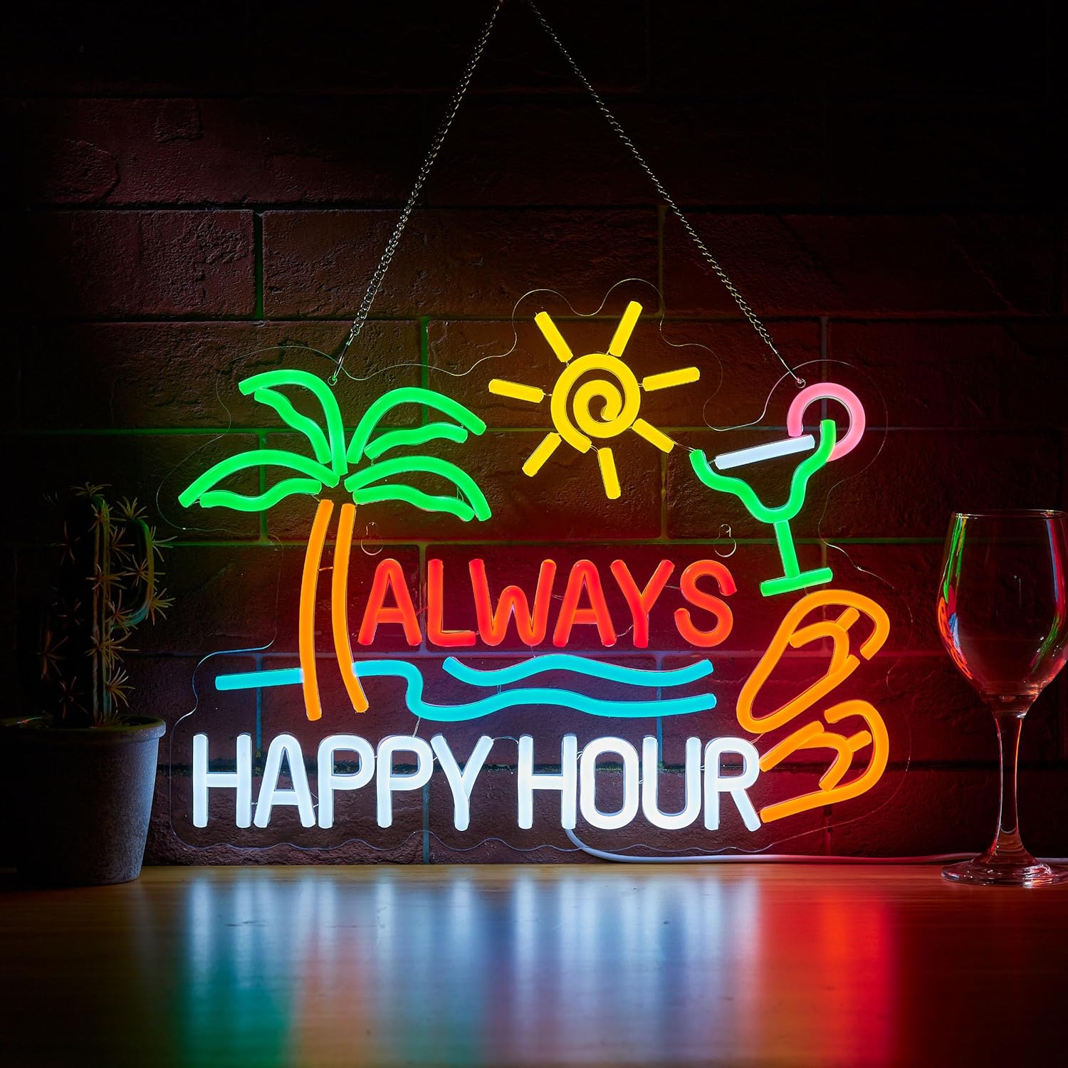 Home Decor Gift - 올웨이즈 해피 아워 맥주 바 네온사인