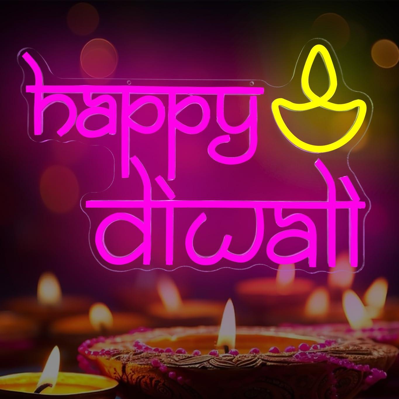 Home Decor Happy - 행복한 디왈리 네온사인 USB 전원 LED