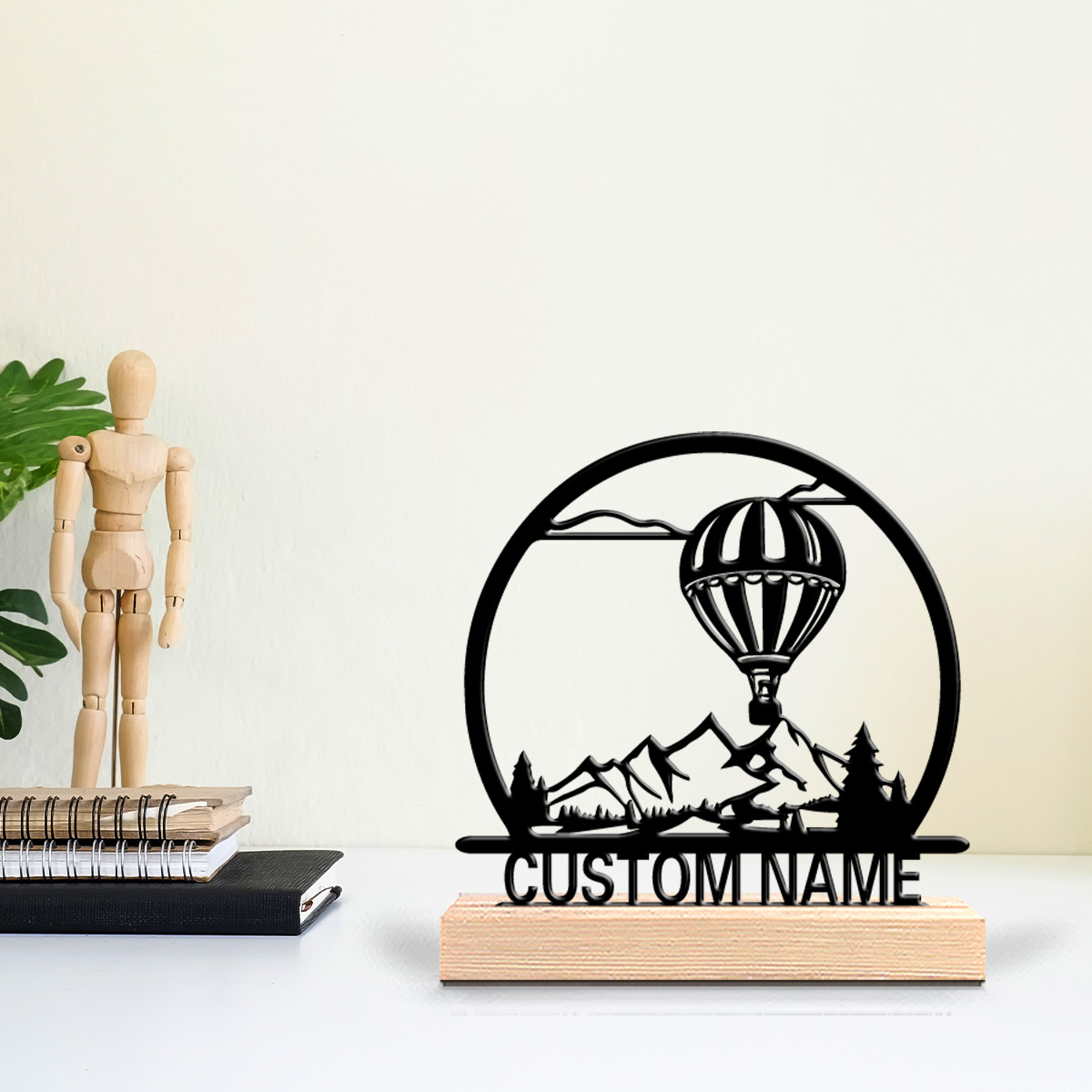 Home Decor Names - 1개의 열기구 모양 맞춤형 이름 새겨진