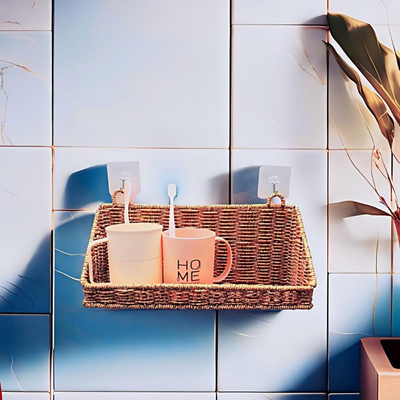 Woven Wall Basket - 짠 라탄 걸이형 수납 바구니, 벽걸이형