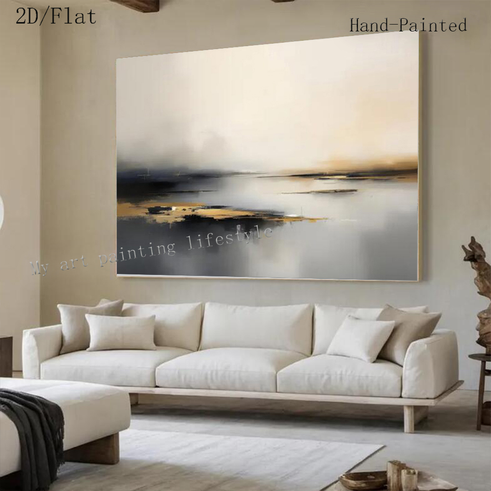 Home Decor Free Images - 대형 추상 유화, 손으로 그린 금빛