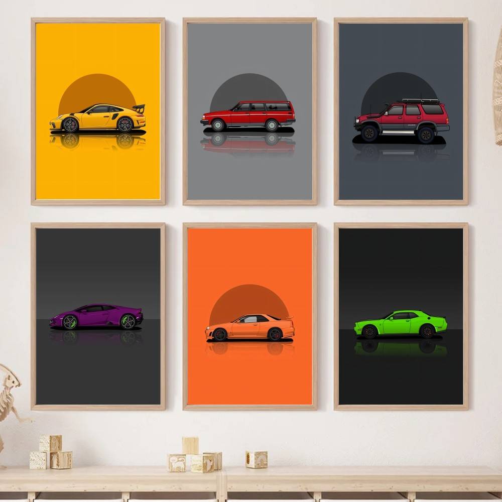 Home Decor Vector - 멋진 스포츠 SUV 자동차 종이 포스터