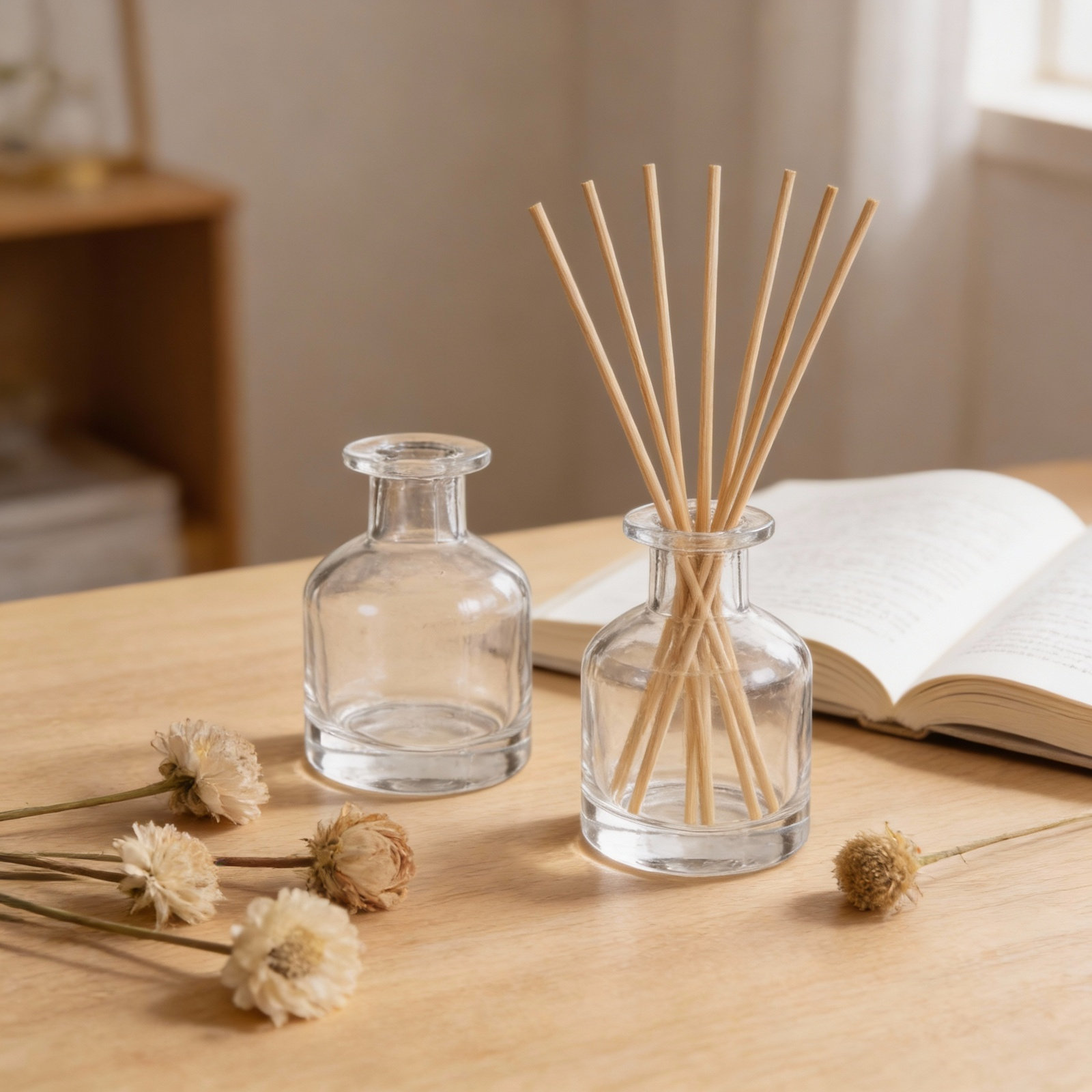 Home Decor Glass - 2Pcs 유리 디퓨저 병 원통형 디자인