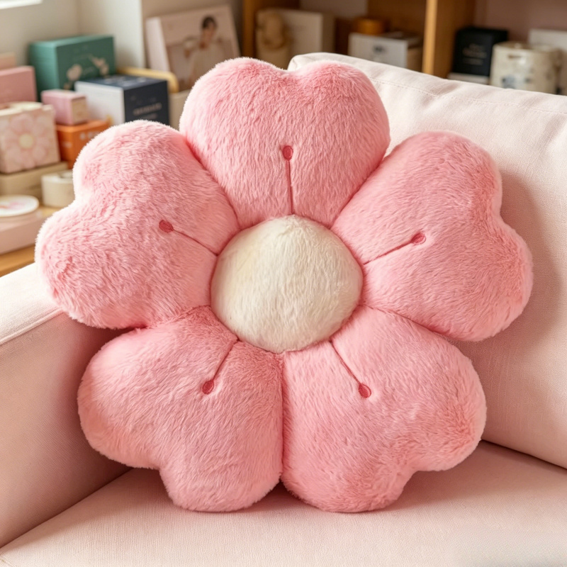 Home Decor Aesthetic Pinterest - 부드러운 플러시 데이지 꽃무늬 쿠션, 침대