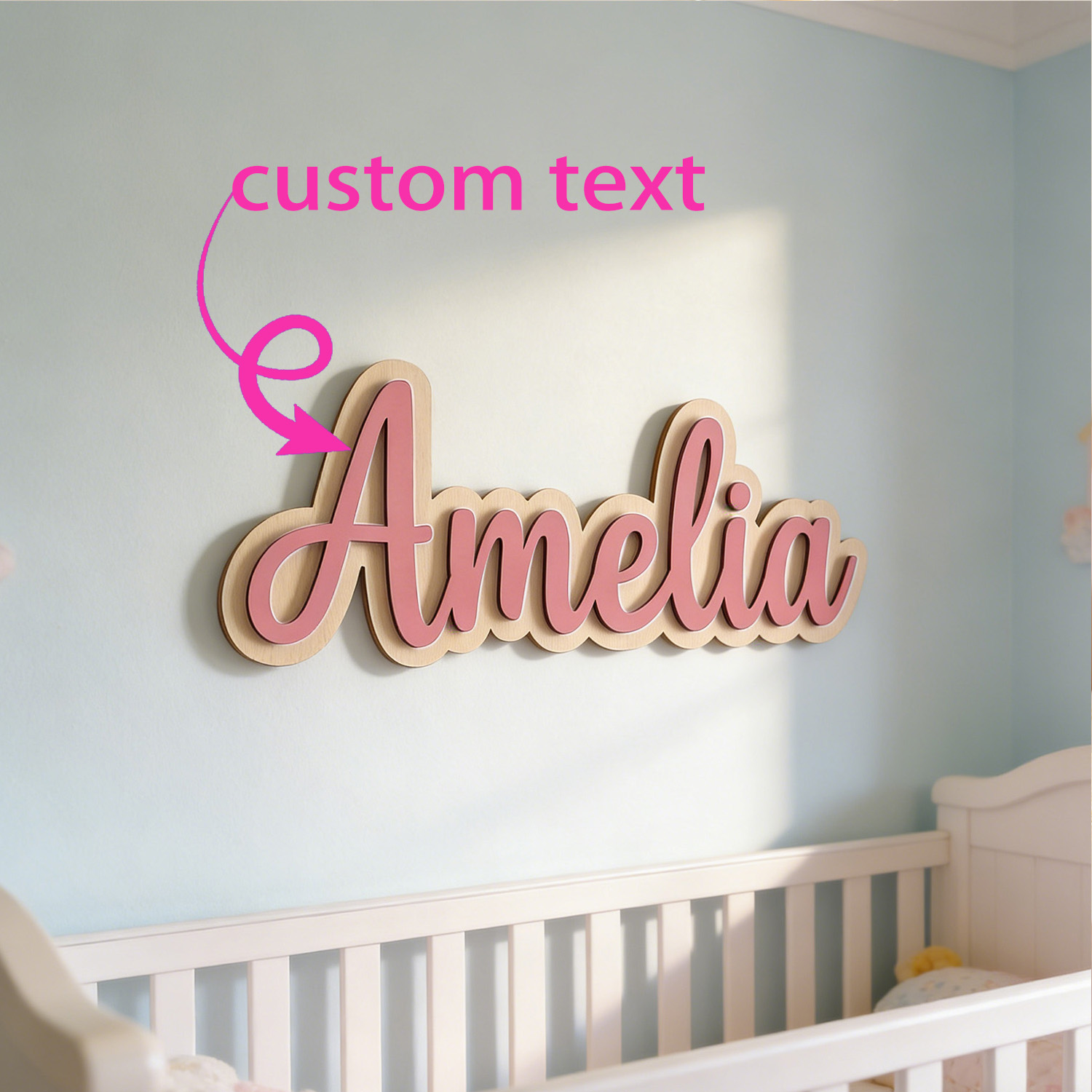 Home Decor Names - 1개 맞춤형 이중층 목재 성 이름표,