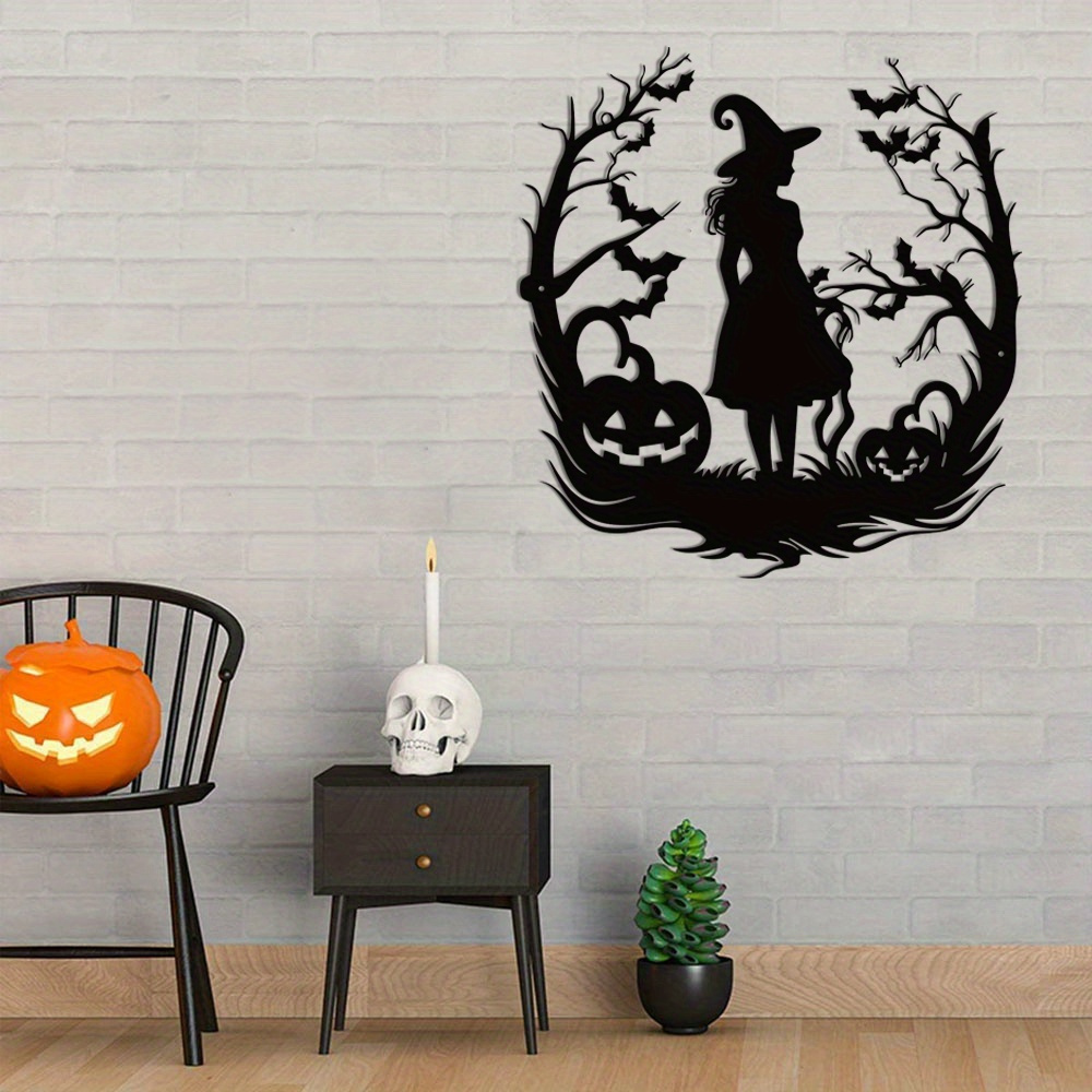 Home Decor Vector - 마녀 금속 예술 SVG 할로윈 표지판,