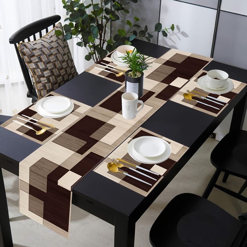 Linen Table Runner - VIKAMA 마이야르 기하학적 스타일 테이블 러너