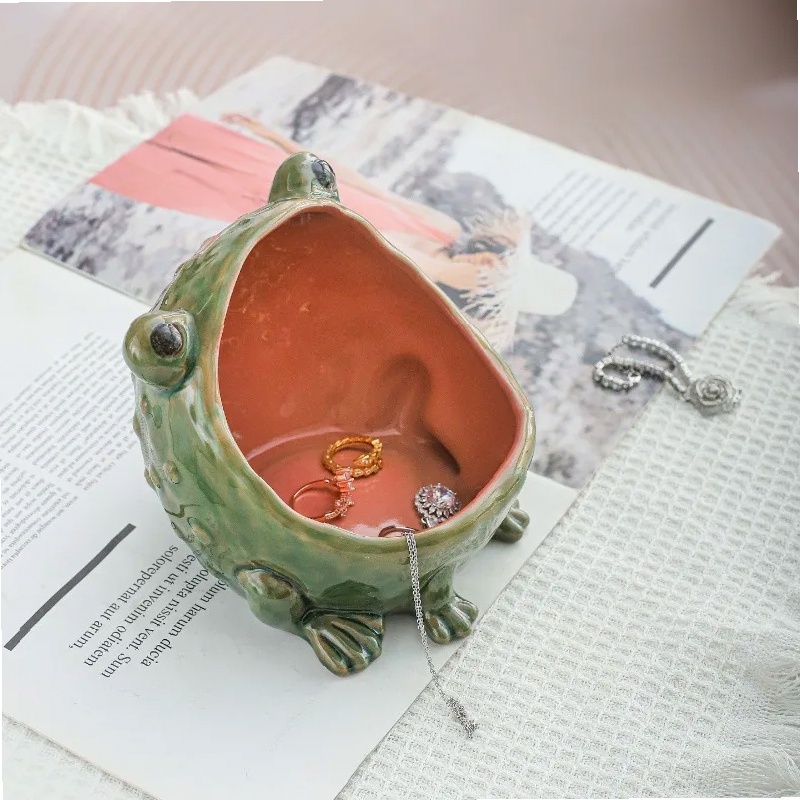 Ceramic Trinket Dish - 세라믹 개구리 보석 접시 큰 입