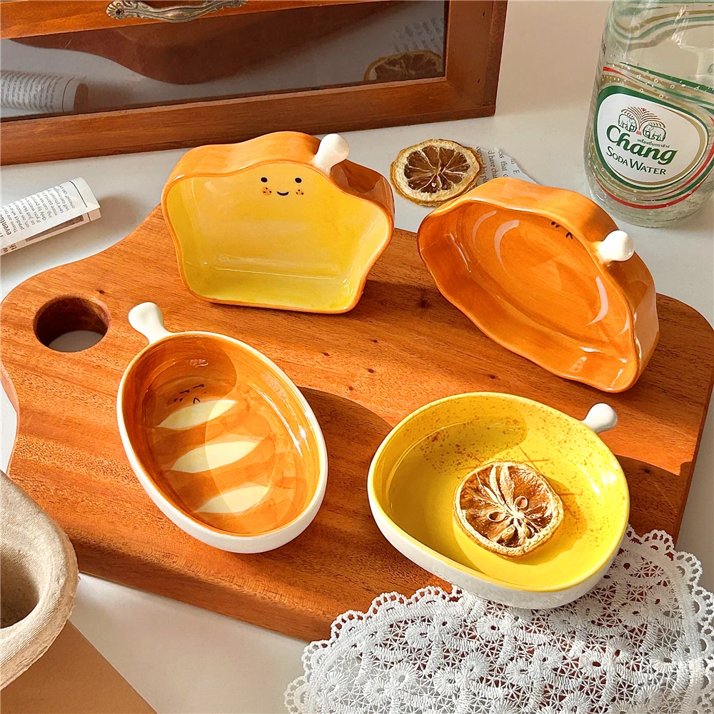 Ceramic Trinket Dish - 창의적인 빵 모양 세라믹 접시, 작은