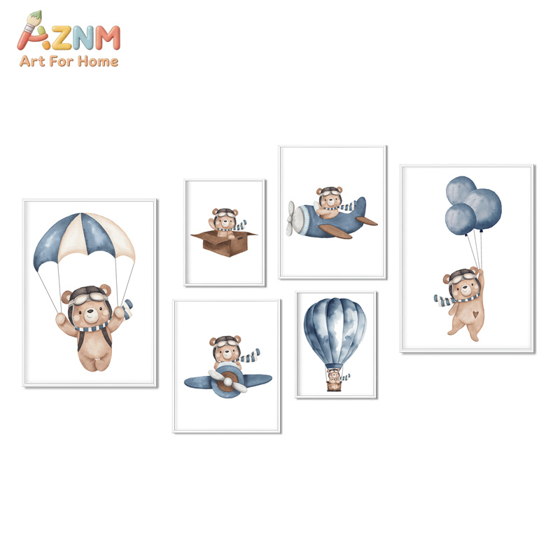 Home Decor Pt - AZNM 프레임이없는 캔버스 인쇄 수채화 파일럿