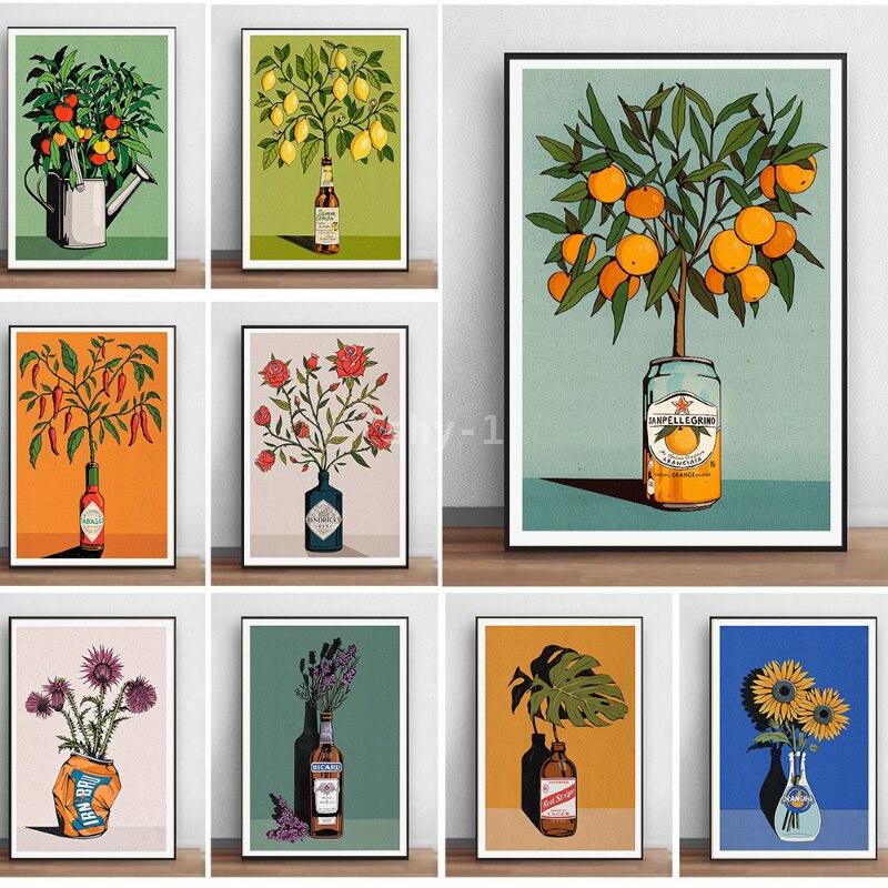 Home Decor Orange - 현대적인 감귤류 벽 예술, 레몬 오렌지