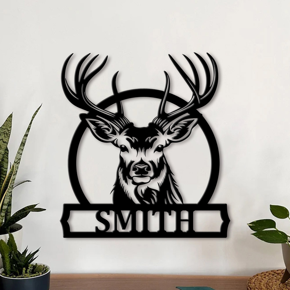 Home Decor Names - 개인 맞춤형 사슴 가족 이름 금속