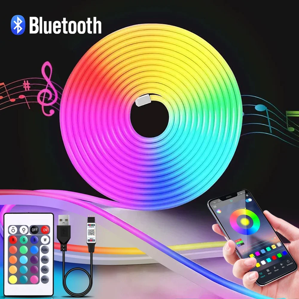 Home Decor Happy - 1-5m RGB LED 네온 스트립 라이트