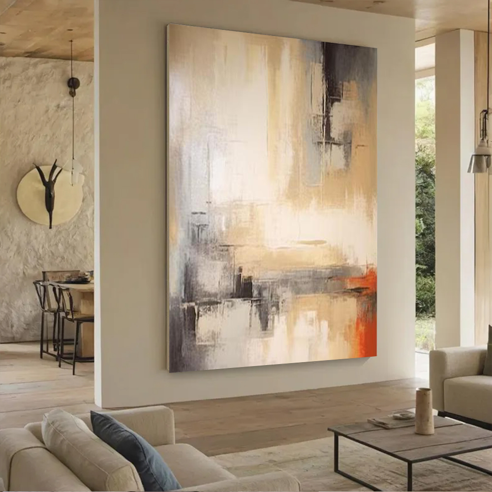100% 수작업 추상 유화 캔버스 그림 회색 금색 질감 - Home Decor Free Images 리뷰 및 가격