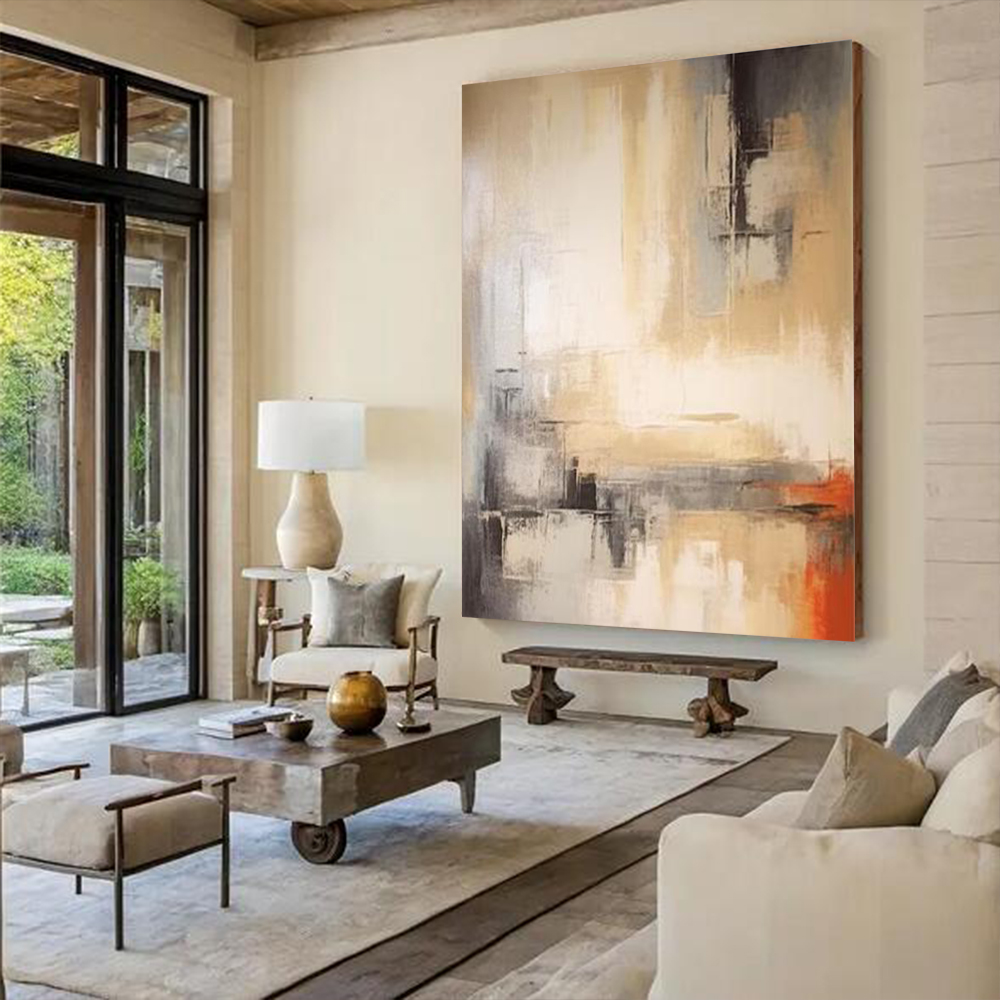 100% 수작업 추상 유화 캔버스 그림 회색 금색 질감 - Home Decor Free Images 리뷰 및 가격