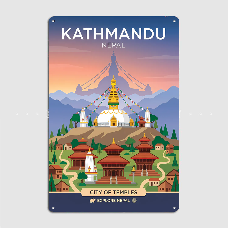 카트만두 사원 도시 여행 풍경 포스터 레트로 차고 클럽 - Home Decor Kathmandu 리뷰 및 가격