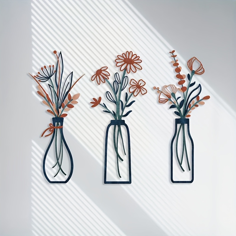 3개의 대형 꽃무늬 벽 예술 조각품 - 모던한 농가 스 - Home Decor Orange 리뷰 및 가격