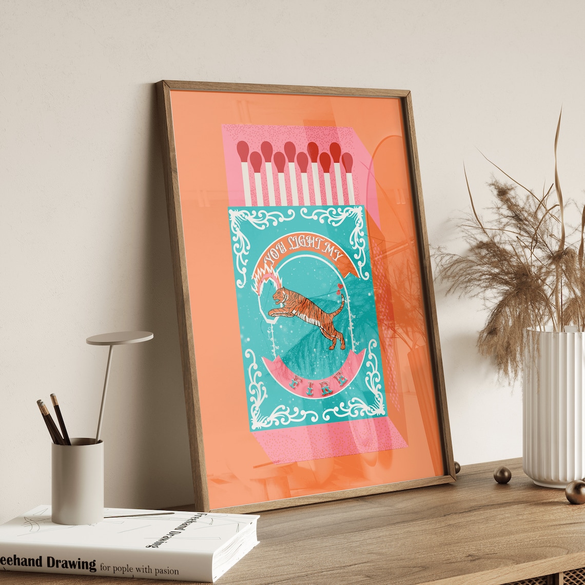 당신은 내 불을 밝힙니다 오렌지 성냥갑 벽 아트 인쇄  - Home Decor Orange 리뷰 및 가격