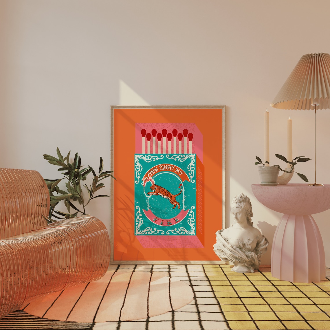 당신은 내 불을 밝힙니다 오렌지 성냥갑 벽 아트 인쇄  - Home Decor Orange 리뷰 및 가격