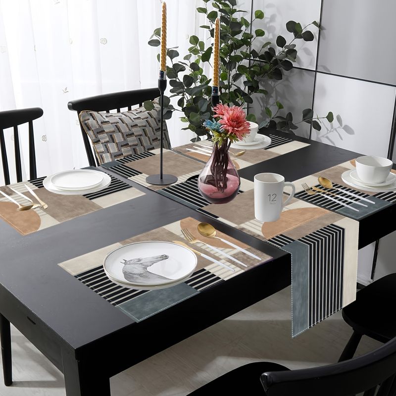 레트로 지구색 기하학 무늬 테이블 러너 플레이스매트 세 - Linen Table Runner 리뷰 및 가격