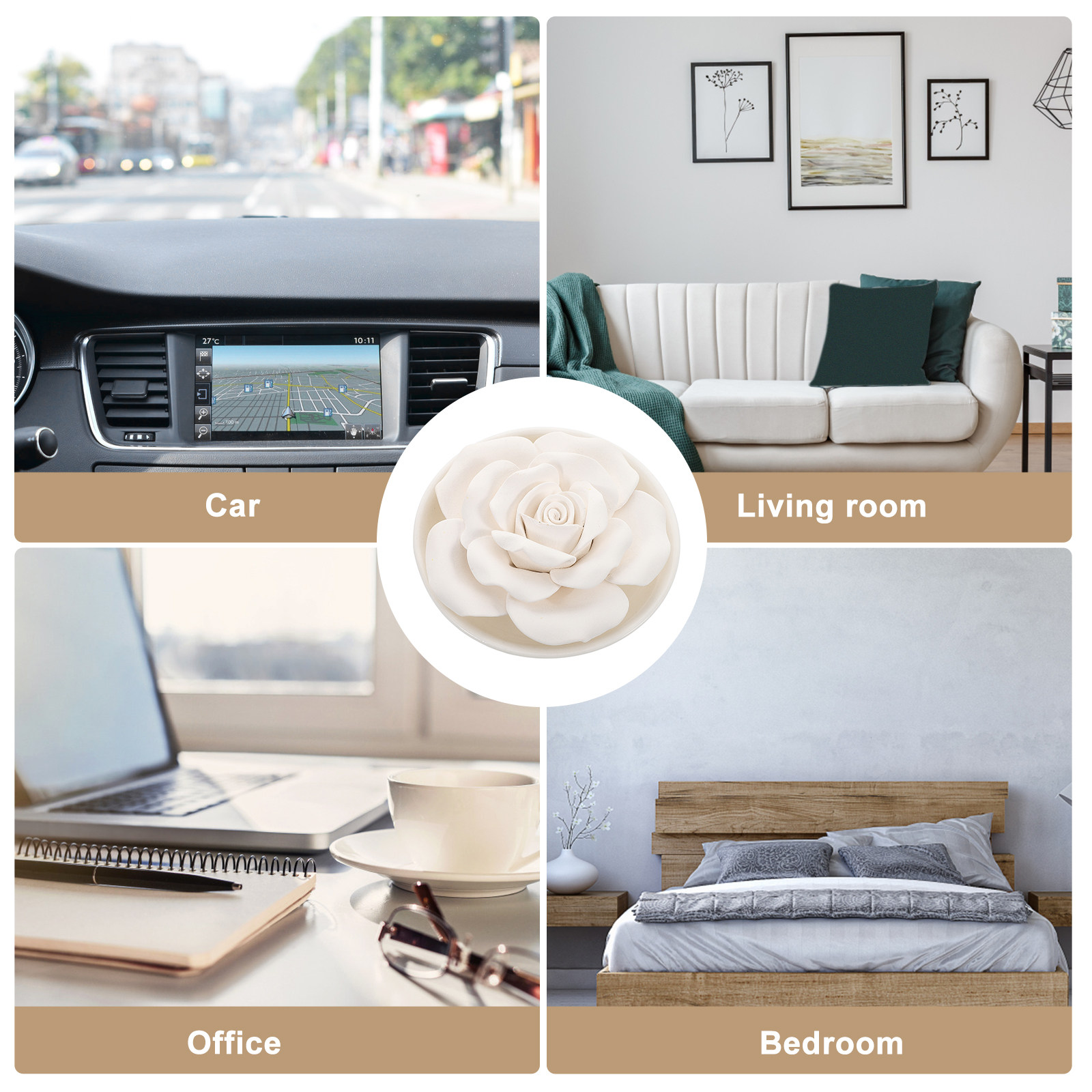 휴대용 에센셜 오일 디퓨저 스톤 꽃 모양 아로마테라피  - Home Decor Essentials 리뷰 및 가격