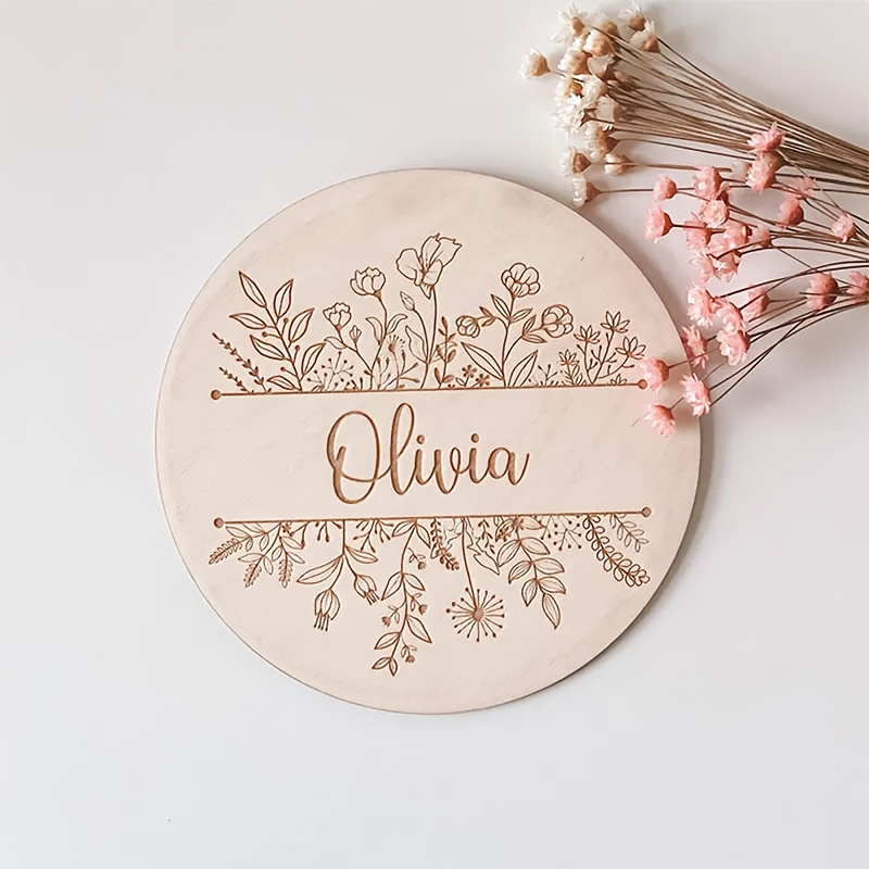 개인 맞춤 꽃무늬 이름 각인 명판, 맞춤형 원형 나무  - Home Decor Names 리뷰 및 가격