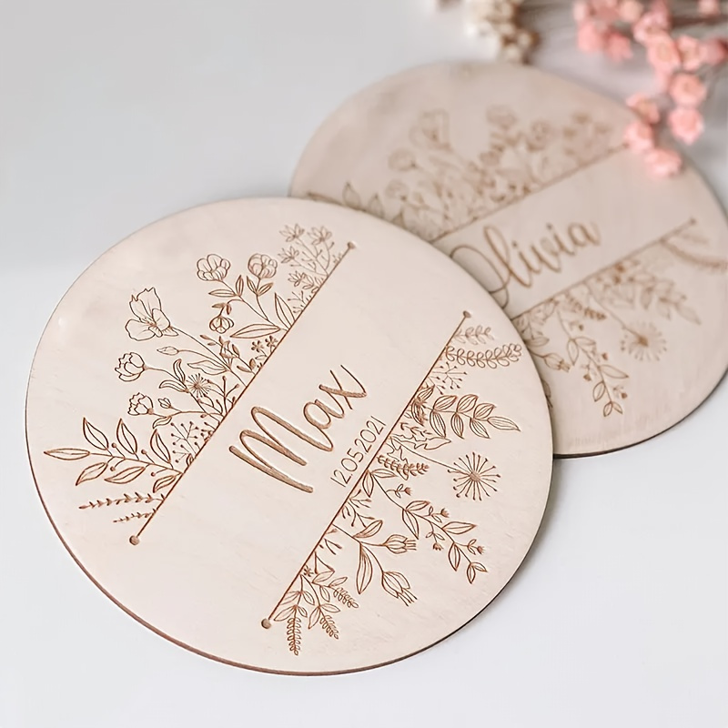 개인 맞춤 꽃무늬 이름 각인 명판, 맞춤형 원형 나무  - Home Decor Names 리뷰 및 가격