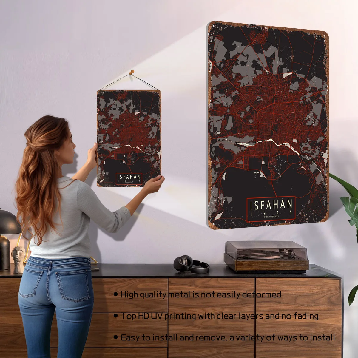 이스파한 도시 지도 이란 벡터 포스터 지도 금속 표지판 - Home Decor Vector 리뷰 및 가격