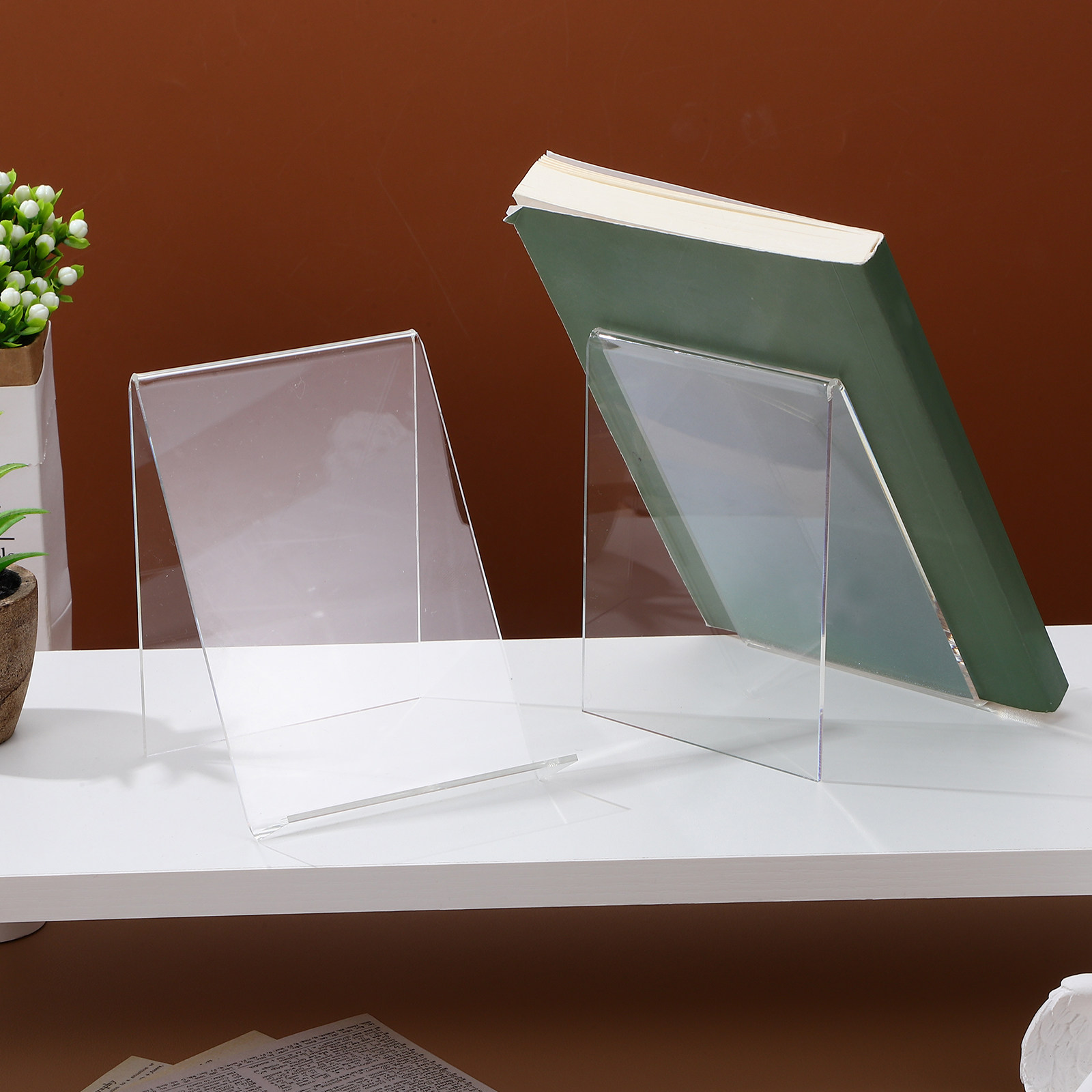 6Pcs 아크릴 책 스탠드 삼각형 베이스 사무실 책상에 - Home Decor Brochure 리뷰 및 가격