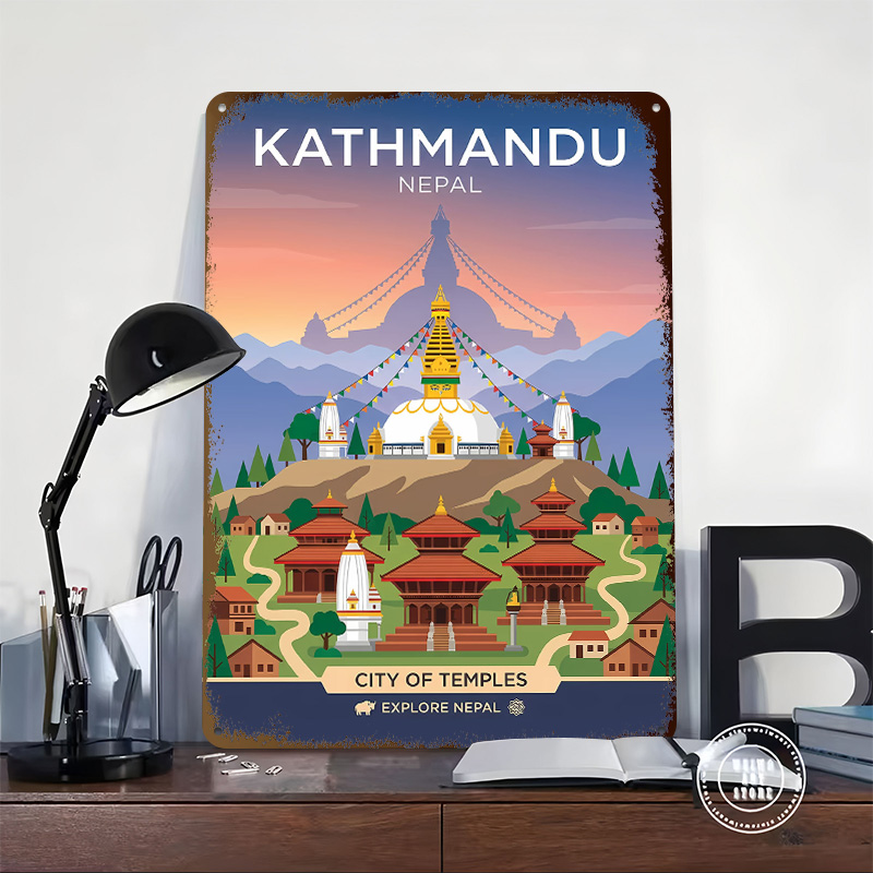 카트만두 사원 도시 맞춤형 3D 질감 금속 포스터 벽  - Home Decor Kathmandu 리뷰 및 가격