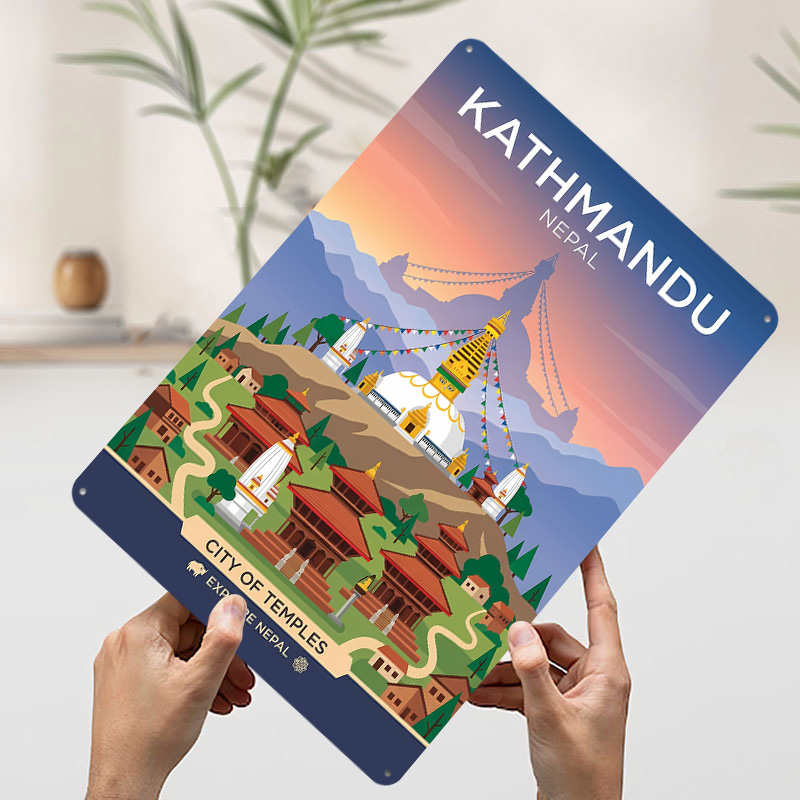 카트만두 사원 도시 맞춤형 3D 질감 금속 포스터 벽  - Home Decor Kathmandu 리뷰 및 가격