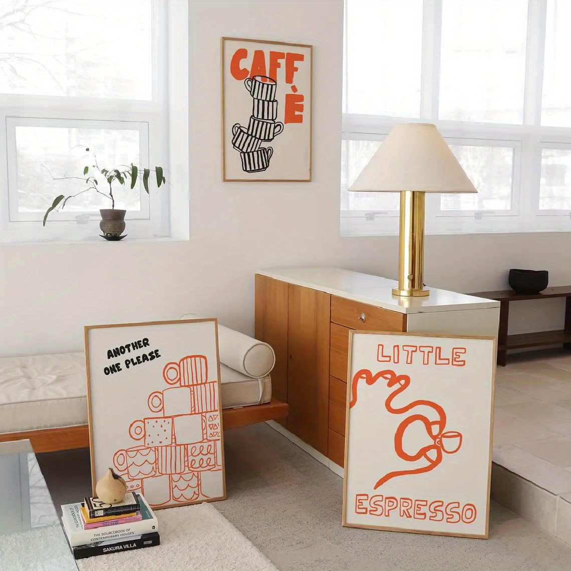 1/3pcs 이탈리아 커피 캔버스 포스터 미니멀리스트  - Home Decor Orange 리뷰 및 가격