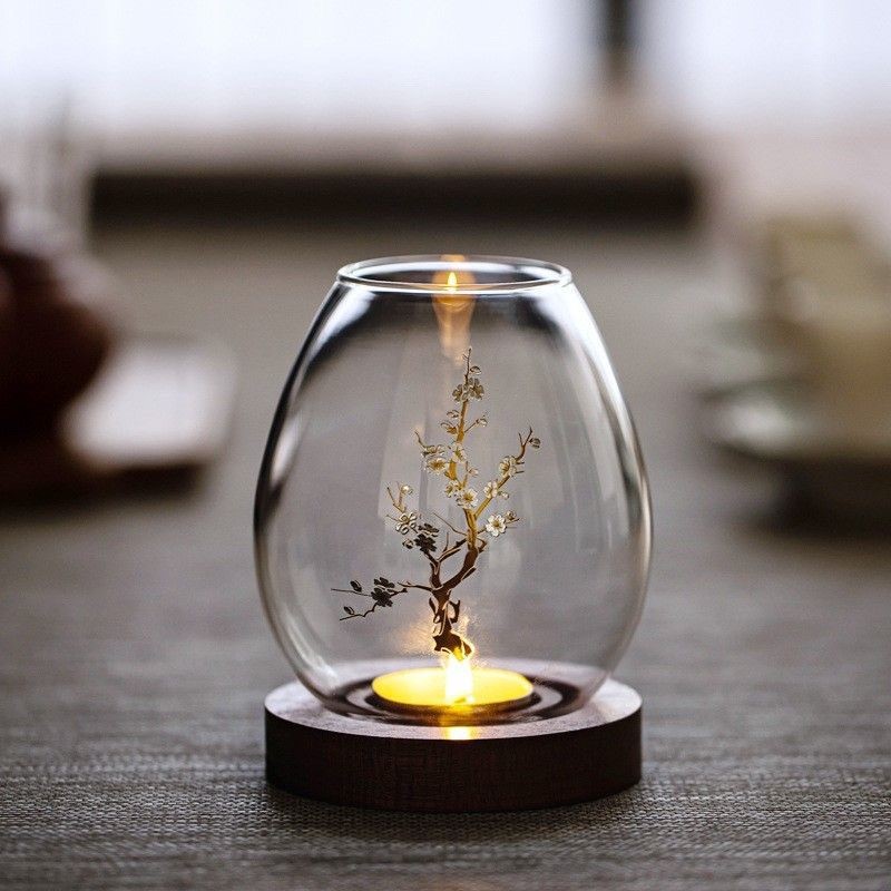 중국 스타일 투명 유리 캔들 홀더 그늘막 로맨틱 캔들라 - Home Decor Glass 리뷰 및 가격