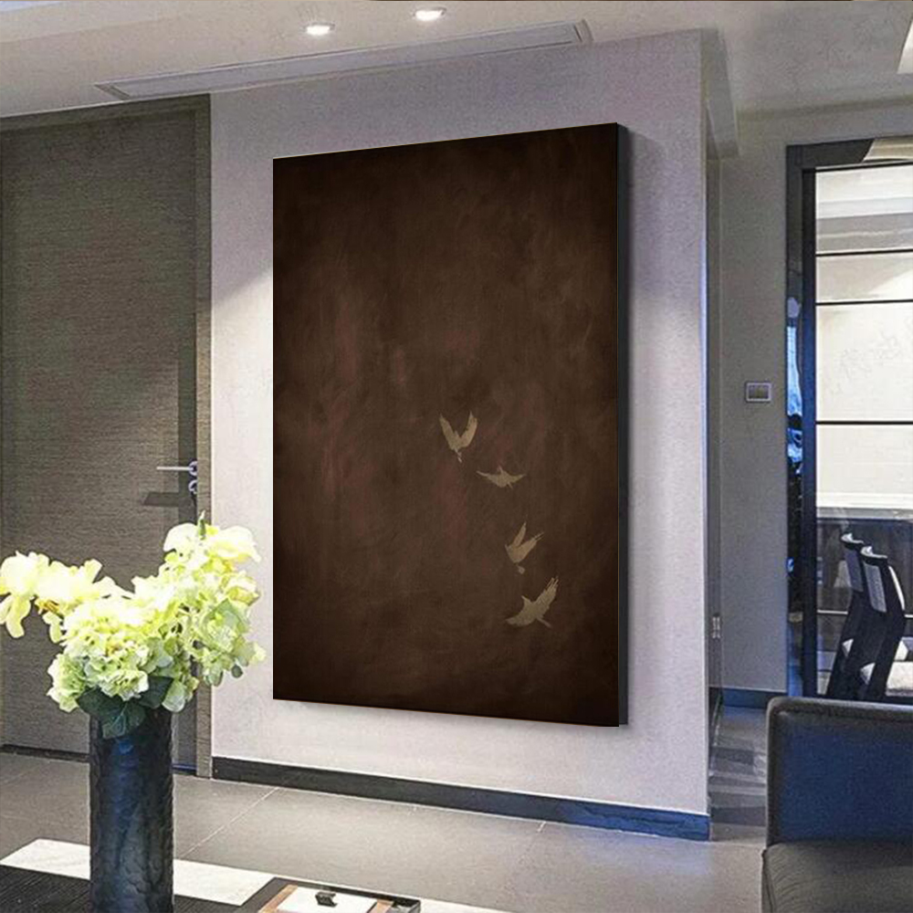 100% 수작업 추상 유화 캔버스 이동하는 새들 벽 예 - Home Decor Free Images 리뷰 및 가격