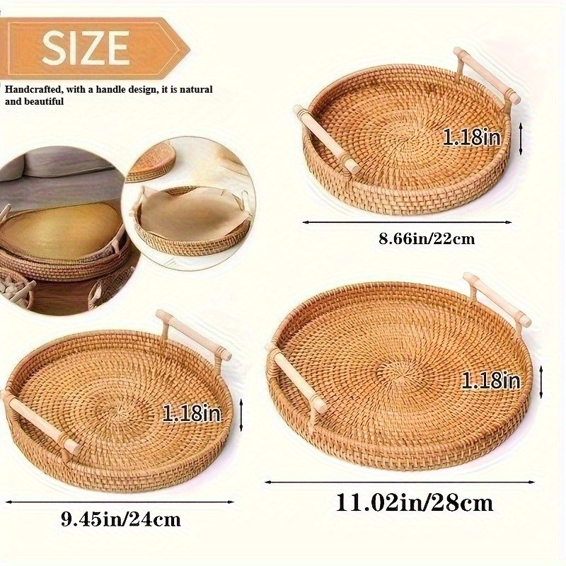 수제 라탄 원형 트레이 (이중 손잡이 포함) - 차,  - Ceramic Trinket Dish 리뷰 및 가격