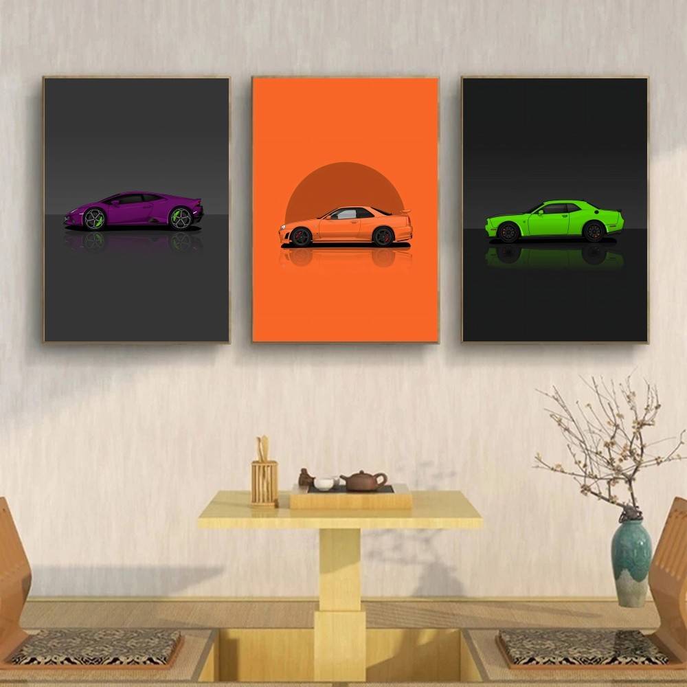 멋진 스포츠 SUV 자동차 종이 포스터 플랫 벡터 레이 - Home Decor Vector 리뷰 및 가격