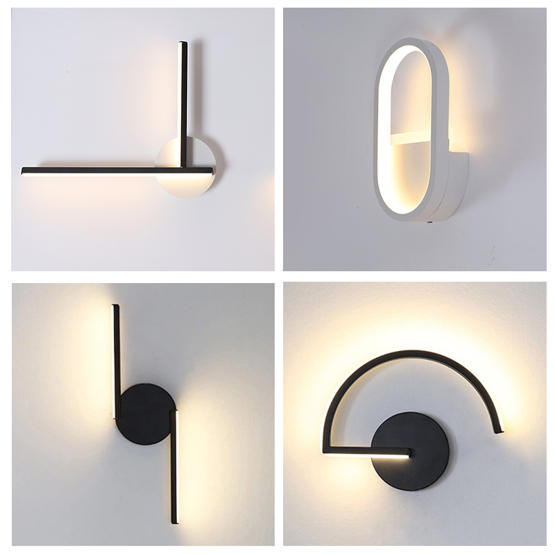 현대적인 북유럽 LED 벽등, 미니멀리스트 블랙 기하학 - Home Decor Glass 리뷰 및 가격