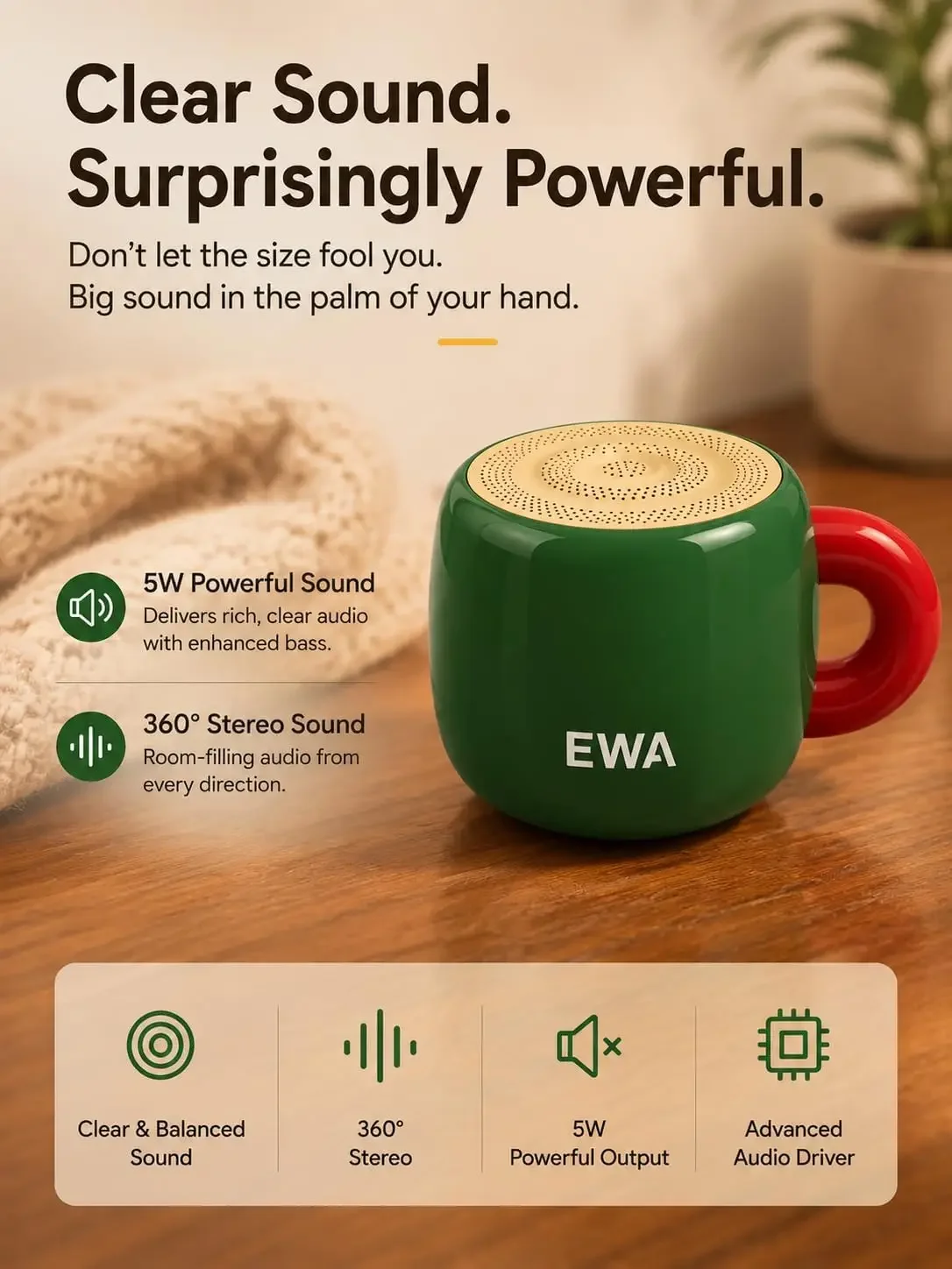 EWA 컵형 미니 블루투스 스피커 무선 홈데코 스피커  - Home Decor Range 리뷰 및 가격