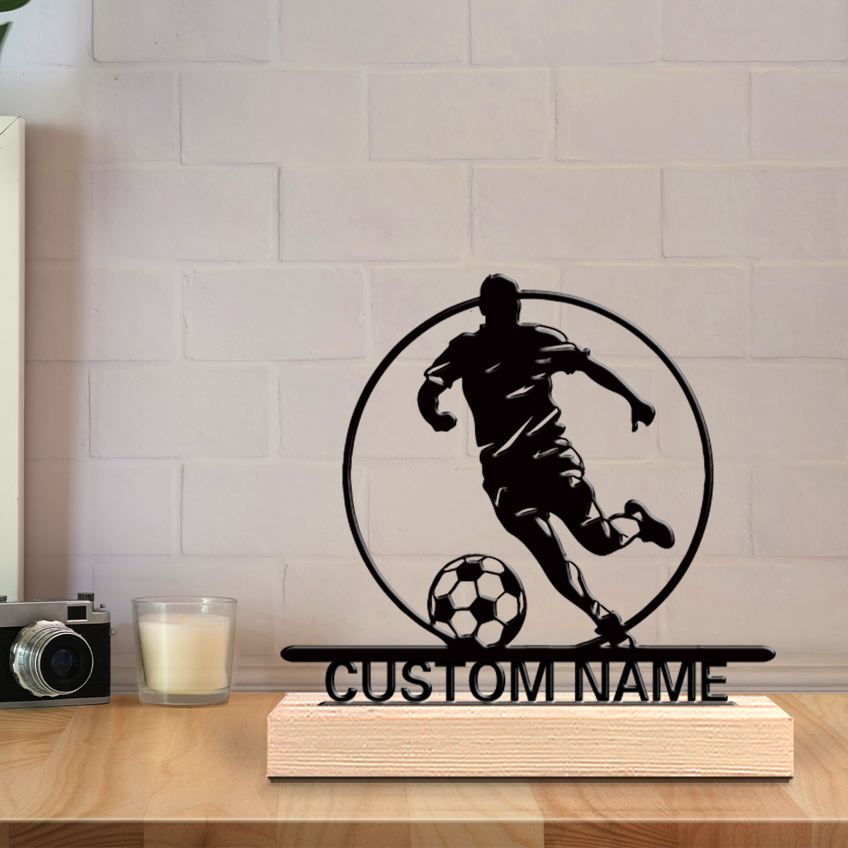 맞춤형 축구 선수 금속 조각상 (이름 포함), 나무 받 - Home Decor Names 리뷰 및 가격