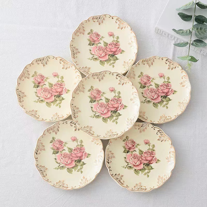 장미 꽃 손으로 그린 ​​커피 컵 접시 북유럽 디저트  - Ceramic Trinket Dish 리뷰 및 가격