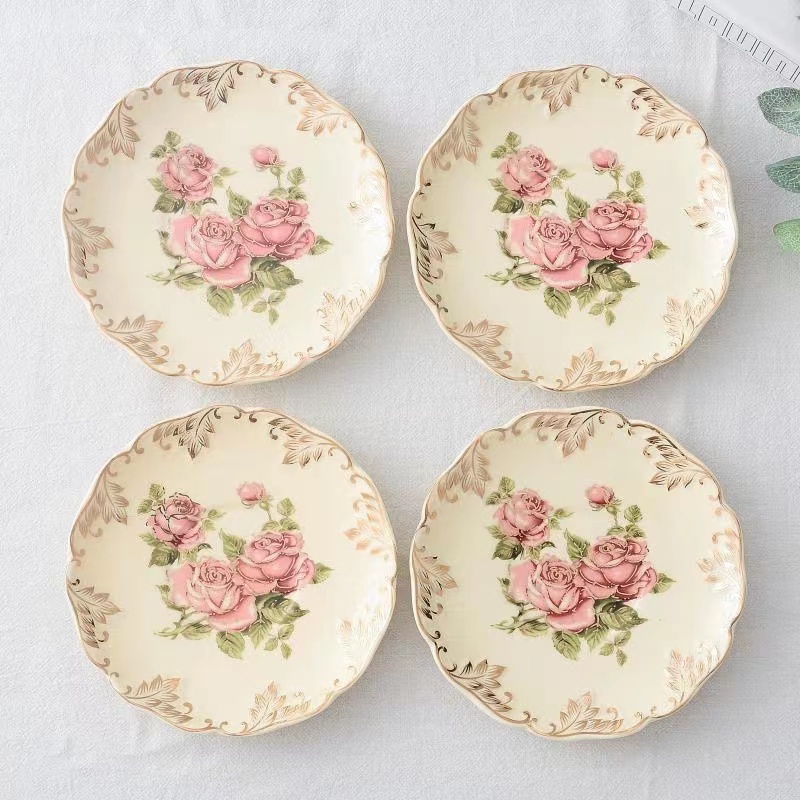 장미 꽃 손으로 그린 ​​커피 컵 접시 북유럽 디저트  - Ceramic Trinket Dish 리뷰 및 가격