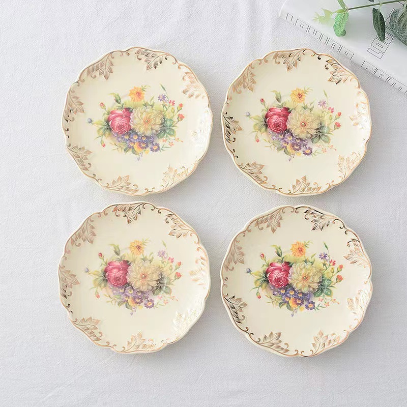 장미 꽃 손으로 그린 ​​커피 컵 접시 북유럽 디저트  - Ceramic Trinket Dish 리뷰 및 가격