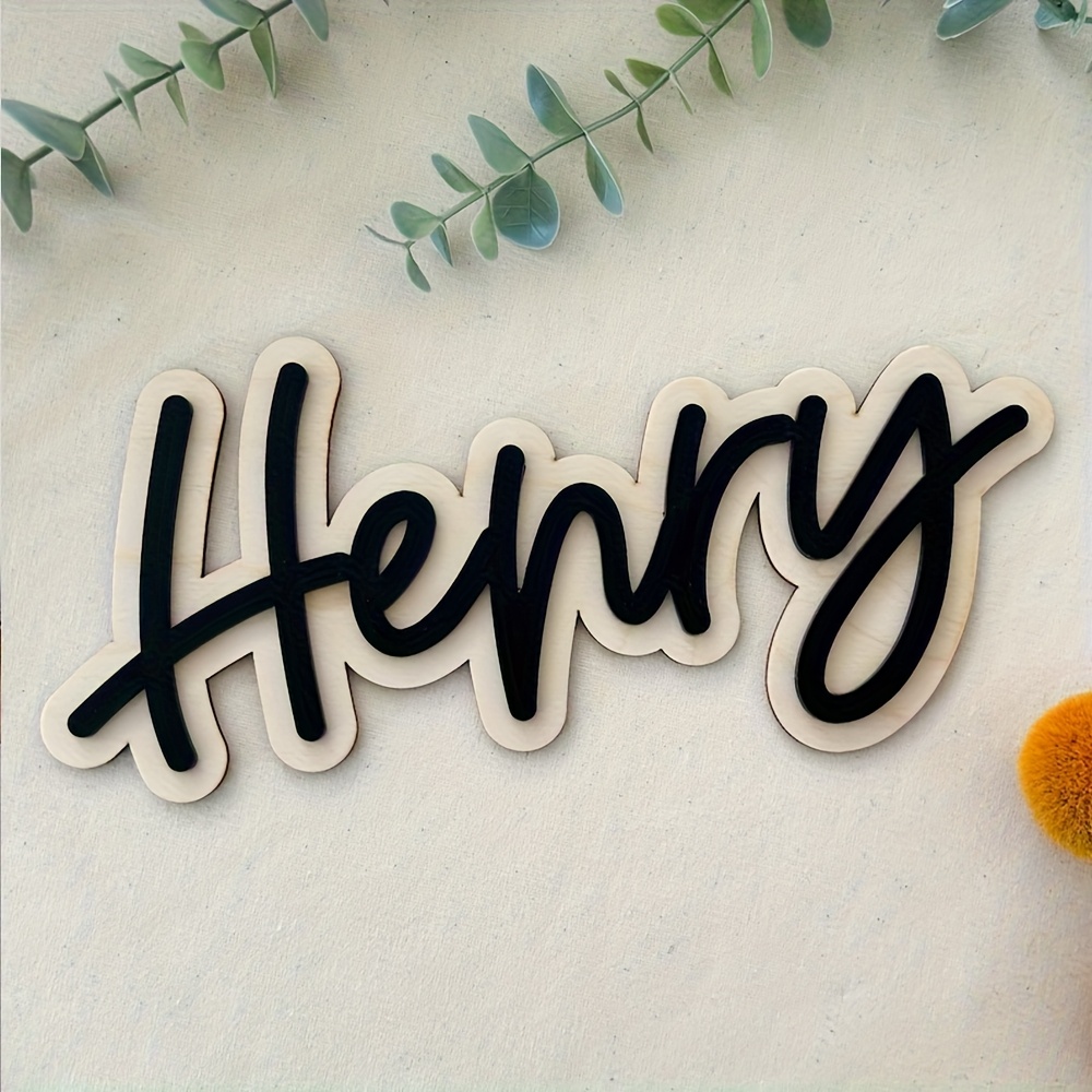 맞춤형 이중층 나무 이름판 핑크 글자 배터리 없는 벽  - Home Decor Names 리뷰 및 가격