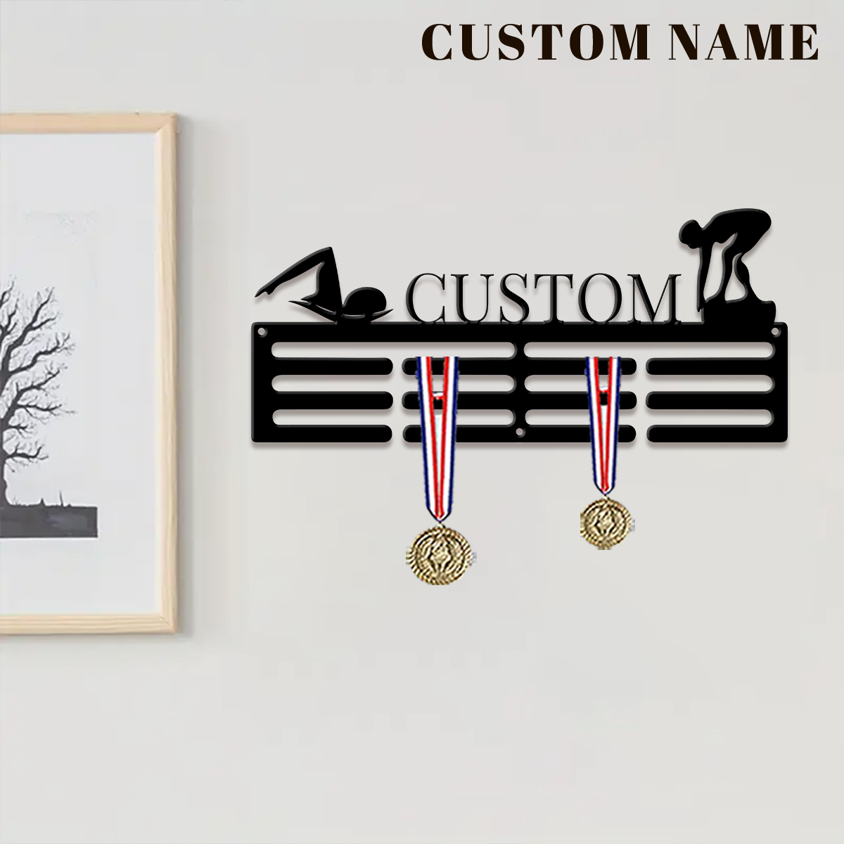1개 맞춤형 수영 메달 걸이 홀더, 개인 맞춤형 축구  - Home Decor Happy 리뷰 및 가격
